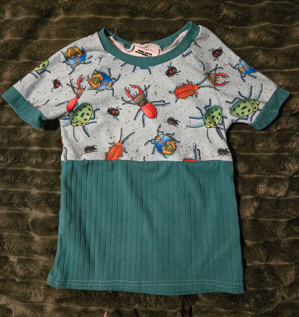 Sew Cute Clothing Co Size 3T Colorblock Tee Bugs Blue